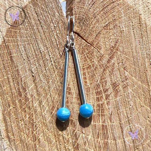 Larimar Silver Tube Earrings